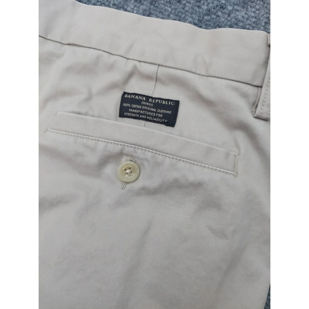 BANANA REPUBLIC Pants Mens 33x32 Tan Khaki DAWSON Chino Cotton Flat Front